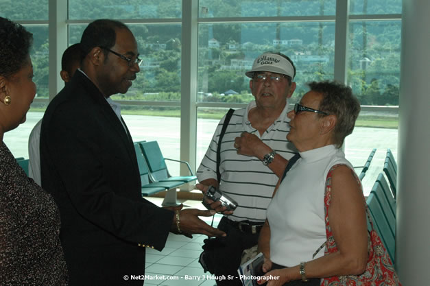 Minister of Tourism, Hon. Edmund Bartlett - Director of Tourism, Basil Smith, and Mayor of Montego Bay, Councillor Charles Sinclair Launch of Winter Tourism Season at Sangster International Airport, Saturday, December 15, 2007 - Sangster International Airport - MBJ Airports Limited, Montego Bay, Jamaica W.I. - Photographs by Net2Market.com - Barry J. Hough Sr, Photographer - Negril Travel Guide, Negril Jamaica WI - http://www.negriltravelguide.com - info@negriltravelguide.com...!