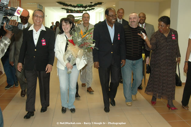 Minister of Tourism, Hon. Edmund Bartlett - Director of Tourism, Basil Smith, and Mayor of Montego Bay, Councillor Charles Sinclair Launch of Winter Tourism Season at Sangster International Airport, Saturday, December 15, 2007 - Sangster International Airport - MBJ Airports Limited, Montego Bay, Jamaica W.I. - Photographs by Net2Market.com - Barry J. Hough Sr, Photographer - Negril Travel Guide, Negril Jamaica WI - http://www.negriltravelguide.com - info@negriltravelguide.com...!