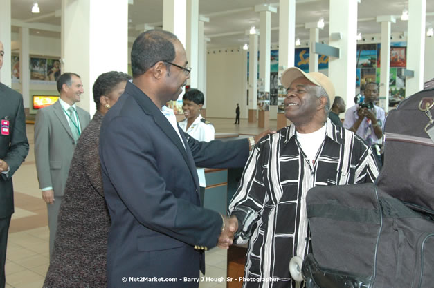 Minister of Tourism, Hon. Edmund Bartlett - Director of Tourism, Basil Smith, and Mayor of Montego Bay, Councillor Charles Sinclair Launch of Winter Tourism Season at Sangster International Airport, Saturday, December 15, 2007 - Sangster International Airport - MBJ Airports Limited, Montego Bay, Jamaica W.I. - Photographs by Net2Market.com - Barry J. Hough Sr, Photographer - Negril Travel Guide, Negril Jamaica WI - http://www.negriltravelguide.com - info@negriltravelguide.com...!