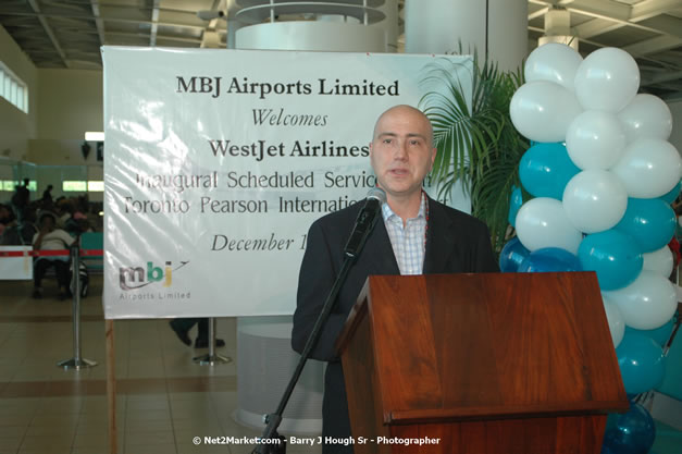 MBJ Airports Limited Welcomes WestJet Airlines - Inaugural Scheduled Service From Toronto Pearsons International Airport - Monday, December 10, 2007 - Sangster International Airport - MBJ Airports Limited, Montego Bay, Jamaica W.I. - Photographs by Net2Market.com - Barry J. Hough Sr, Photographer - Negril Travel Guide, Negril Jamaica WI - http://www.negriltravelguide.com - info@negriltravelguide.com...!