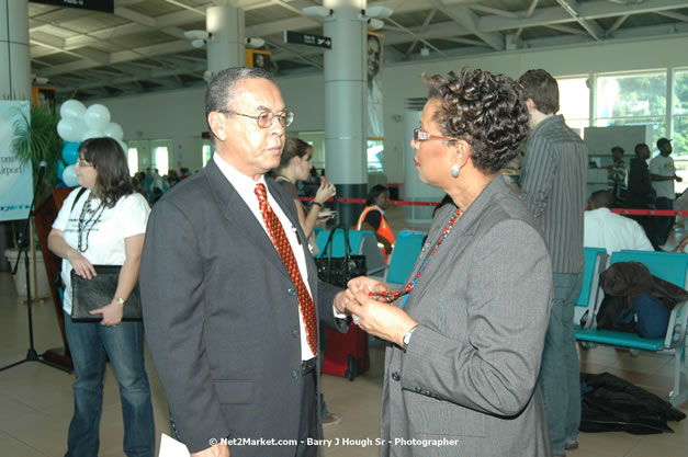 MBJ Airports Limited Welcomes WestJet Airlines - Inaugural Scheduled Service From Toronto Pearsons International Airport - Monday, December 10, 2007 - Sangster International Airport - MBJ Airports Limited, Montego Bay, Jamaica W.I. - Photographs by Net2Market.com - Barry J. Hough Sr, Photographer - Negril Travel Guide, Negril Jamaica WI - http://www.negriltravelguide.com - info@negriltravelguide.com...!