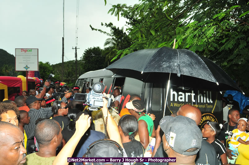 Usain Bolt of Jamaica - The Fastest Man In The World  - Usain Bolt Homecoming Celebrations - Press Conference at the Grand Bahia Principe &amp; Sherwood Content - Waldensia Primary School - Photographs by Net2Market.com - Barry J. Hough Sr. Photojournalist/Photograper - Photographs taken with a Nikon D300 - Negril Travel Guide, Negril Jamaica WI - http://www.negriltravelguide.com - info@negriltravelguide.com...!