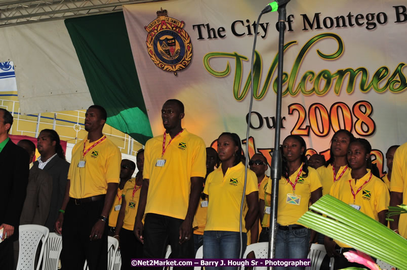 The City of Montego Bay Welcomes Our 2008 Olympians - Western Motorcade - Civic Ceremony - A Salute To Our Beijing Heros - Sam Sharpe Square, Montego Bay, Jamaica - Tuesday, October 7, 2008 - Photographs by Net2Market.com - Barry J. Hough Sr. Photojournalist/Photograper - Photographs taken with a Nikon D300 - Negril Travel Guide, Negril Jamaica WI - http://www.negriltravelguide.com - info@negriltravelguide.com...!