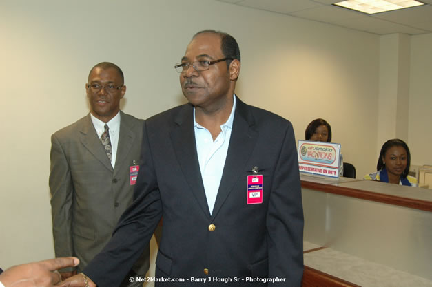 Minister of Tourism, Hon. Edmund Bartlett - Director of Tourism, Basil Smith, and Mayor of Montego Bay, Councillor Charles Sinclair Launch of Winter Tourism Season at Sangster International Airport, Saturday, December 15, 2007 - Sangster International Airport - MBJ Airports Limited, Montego Bay, Jamaica W.I. - Photographs by Net2Market.com - Barry J. Hough Sr, Photographer - Negril Travel Guide, Negril Jamaica WI - http://www.negriltravelguide.com - info@negriltravelguide.com...!