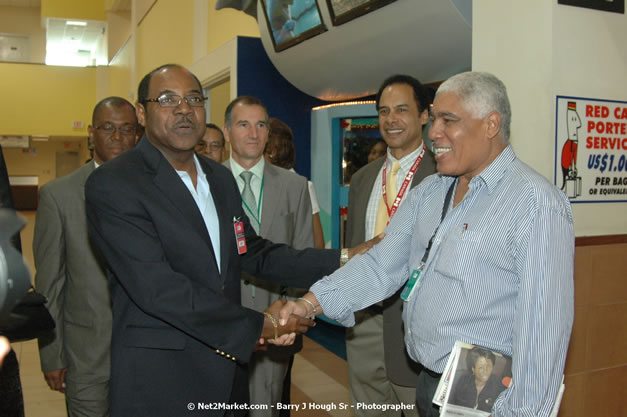 Minister of Tourism, Hon. Edmund Bartlett - Director of Tourism, Basil Smith, and Mayor of Montego Bay, Councillor Charles Sinclair Launch of Winter Tourism Season at Sangster International Airport, Saturday, December 15, 2007 - Sangster International Airport - MBJ Airports Limited, Montego Bay, Jamaica W.I. - Photographs by Net2Market.com - Barry J. Hough Sr, Photographer - Negril Travel Guide, Negril Jamaica WI - http://www.negriltravelguide.com - info@negriltravelguide.com...!